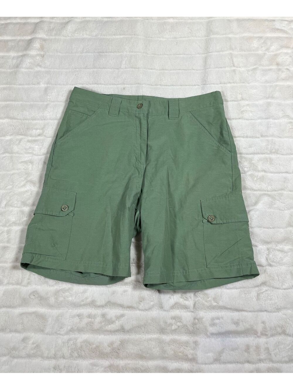 Woolrich High Waist Womens 8 Lightweight Camp Hiking Walking Sage Green Shorts